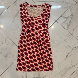 Geometric Red and Black Dress